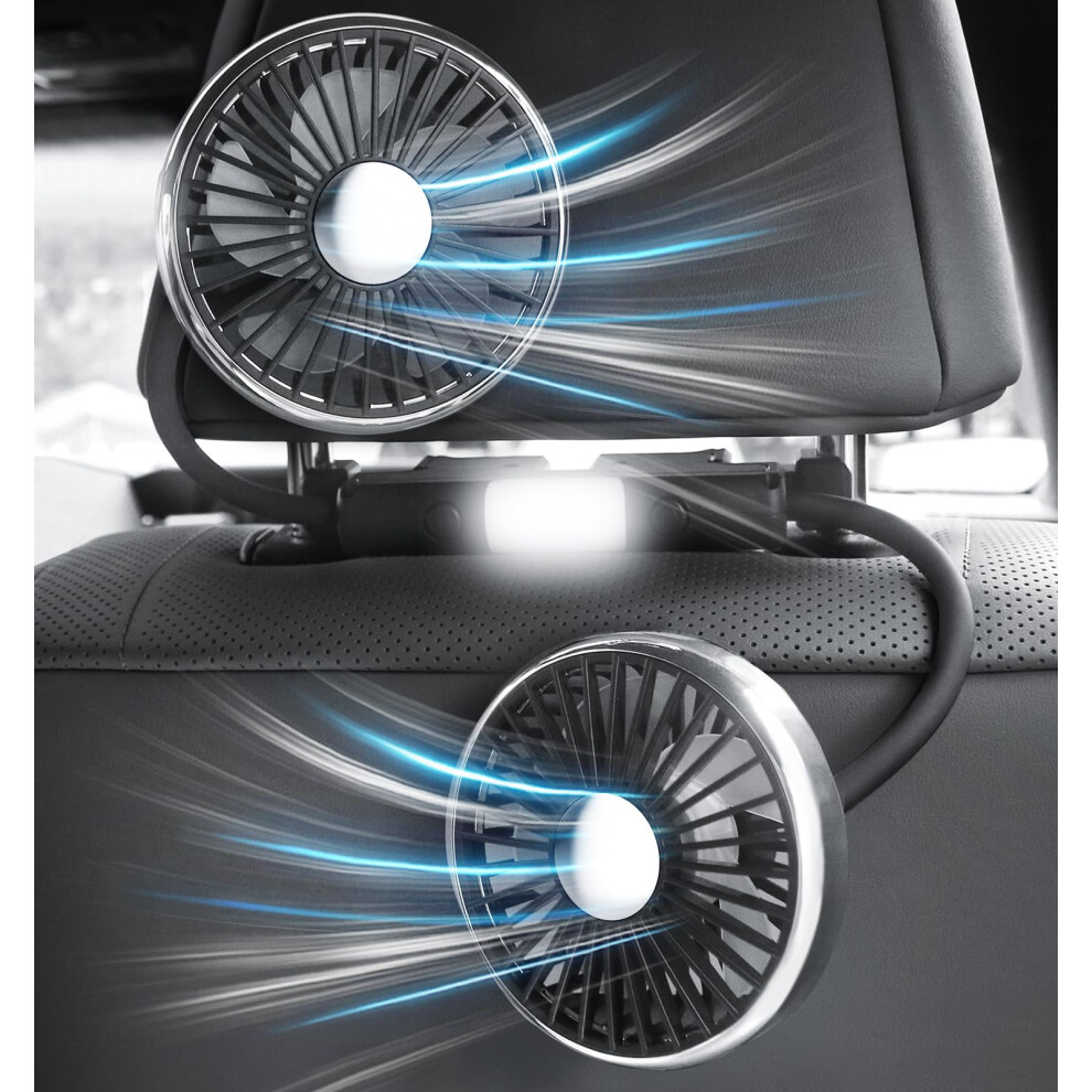 Car Fans For Backseat For Kids, Usb Cooling Fan 3 Speed, 360 Degree Rotatable Dual Head For Sedan Suv Rv Rear Seat 6276012375557