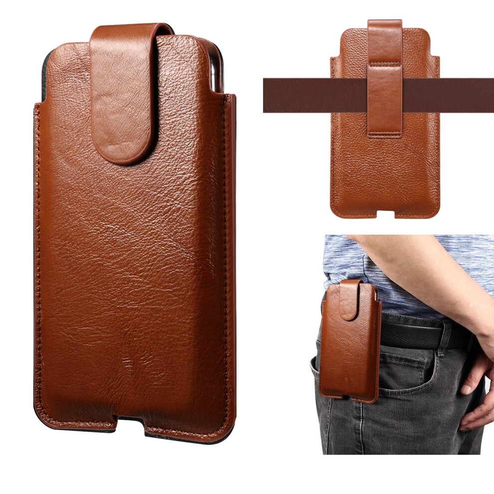 Phone Holster Case For Iphone 11 Pro Max, Xs Max, 8 Plus - Premium Genuine Leather Pouch With Belt Loop, Color Brown 6947110022789