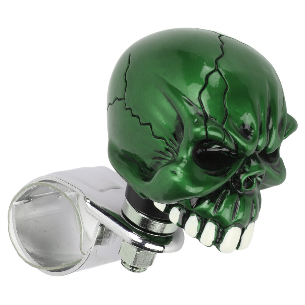 Skull Shape Steering Wheel Spinner Knob Universal Metal Resin Green 7891340147233