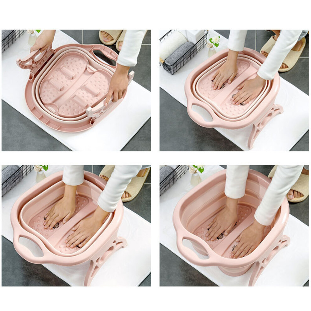 Foldable TPE+PP Pink Foot Soaking Bath Basin for Relaxing, 50x40x22cm