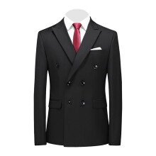 Men's Slim Fit Double Breasted Blazer Jacket for Business, Weddings, and Prom, Peak Lapel, 3X-Large, Black