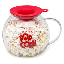 Popper Glass Microwave Popcorn Maker 3 Qt with Dual Function Lid for Easy, Healthy Popping