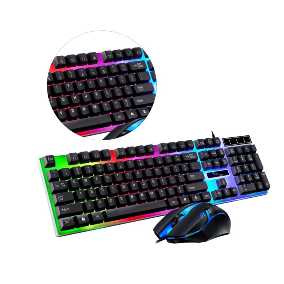 Gaming Keyboard And Mouse Set Wired Led Backlit Ergonomic Keyboard And Mouse Combo For Pc Gamers Black 6947110023366