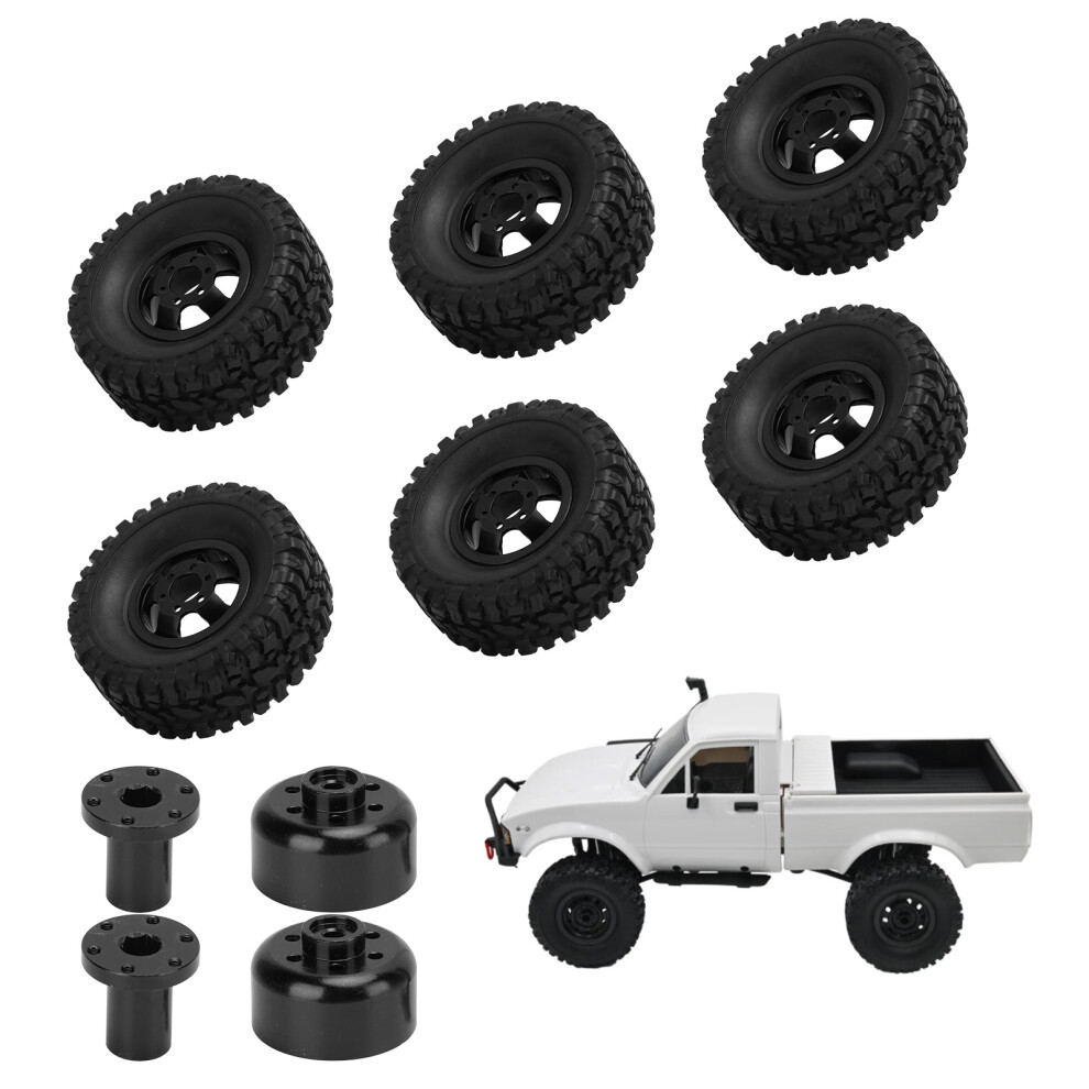 Rc Rubber Tires With Aluminum Alloy Wheel Hub For Wpl C14 C24 C34 B36 4Wd Car, Black 8471340150601