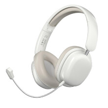 SY-T1 Bluetooth Over Ear Headphones, Wireless Gaming Headset with Foldable Design, Detachable ENC Microphones, Marble White