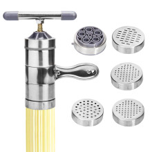 Manual Noodle Pasta Maker Stainless Steel Press Machine with 5 Noodle Molds and Fruit Juicer Squeezer 18.5x14cm