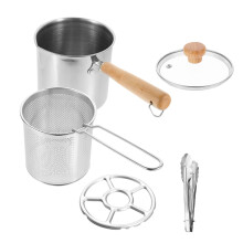 Deep Fry Pot Set Stainless Steel Skillet Fryer with Tong 5 Qt Cooking Pot for French Fries and Chips