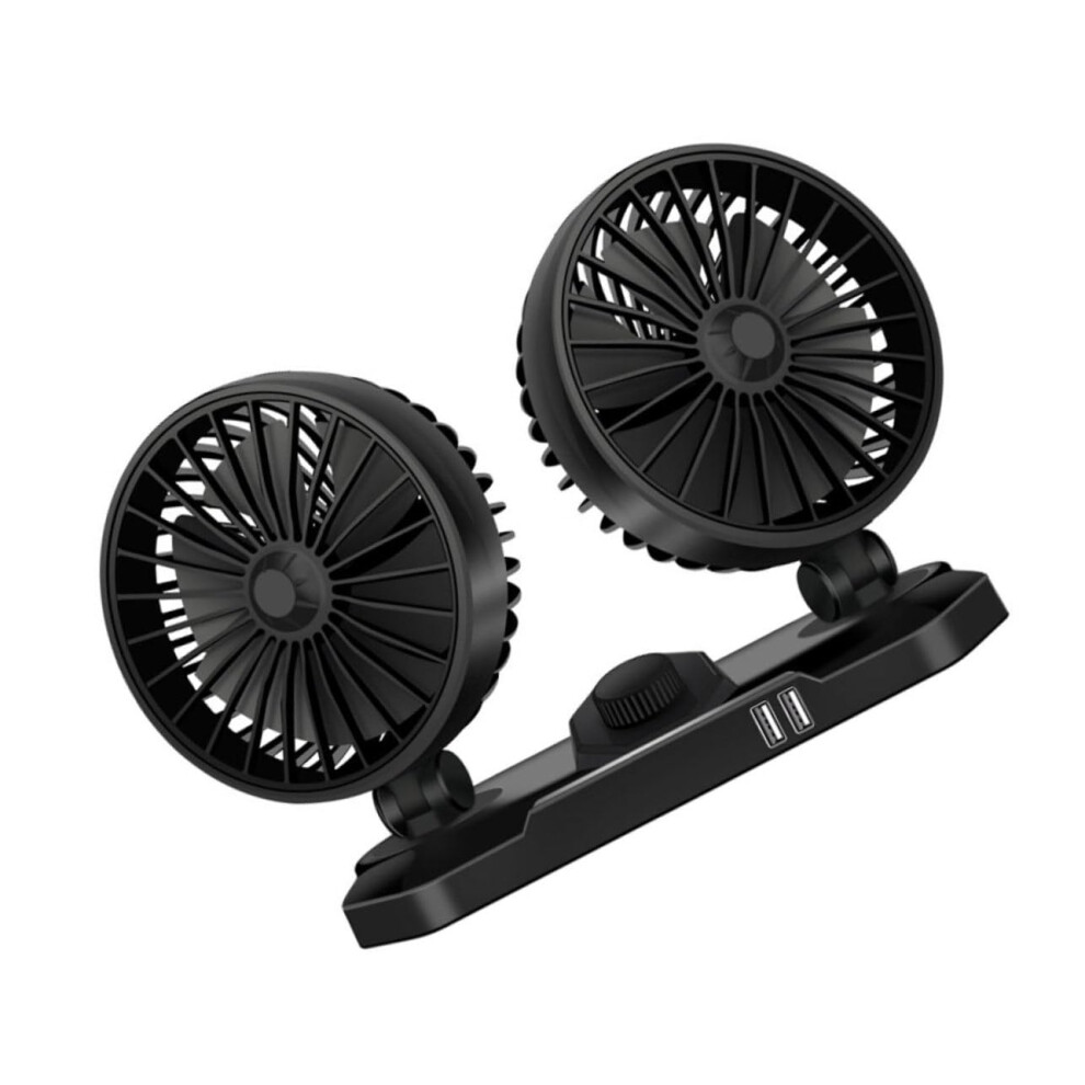 Vehicle Electric Fan With Adjustable Rotating Heads, Low Noise Compact Design For Backseat Air Circulation And Cooling 6947110024110