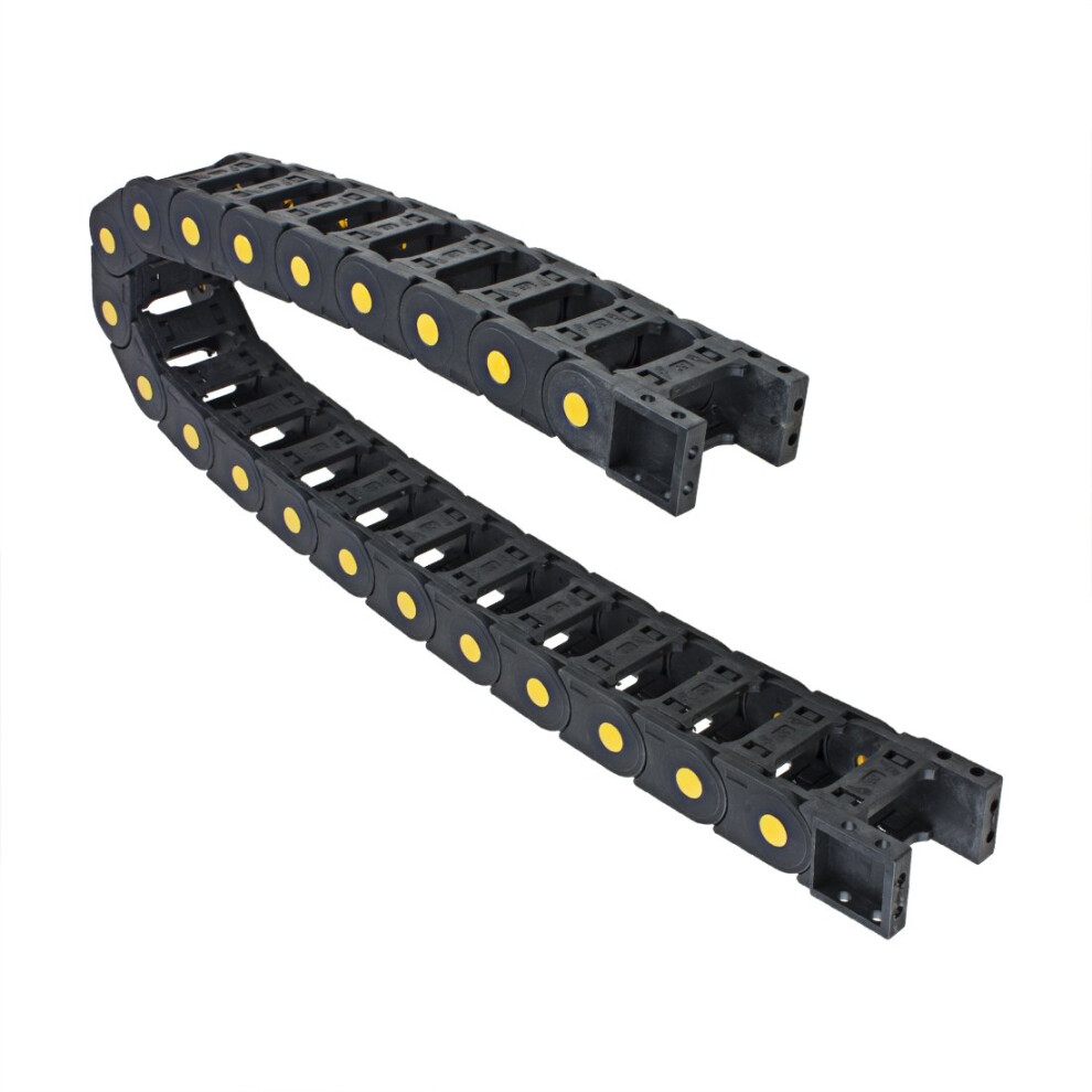 R55 Black Plastic Open Type Cable Wire Carrier Drag Chain 25Mm X 50Mm 1M Length For Cnc Electrical Equipment 6947110024561