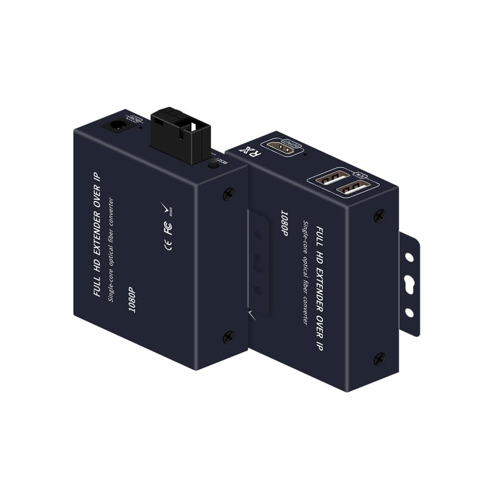 1080P 60Hz HDMI Optical Extender with 20KM Fiber Optic, HDMI Loop-Out, USB KVM, HDCP 1.4, Video Converter Transceiver