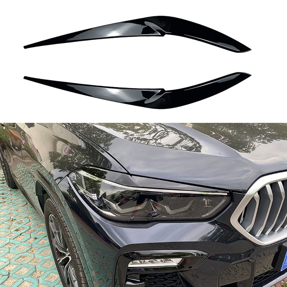 Car Headlight Eyebrows For Bmw X5 G05 X6 G06 2019-2023 Carbon Fibre Decorative Sticker Strips For Headlight Covers 6276012377544