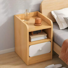 Scandinavian Bedside Nightstands Wood Mini Gap Cabinet 12" L x 13" W x 20" H with 1 Drawer for Small Bedrooms