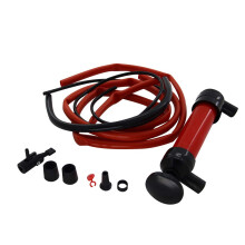 Plastic Manual Oil Pump with Inflation Function, 100cm Outlet and Inlet Pipes, for Gas, Oil, Air, and Water, Red and Black
