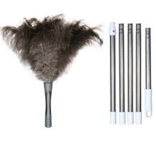 Gray Ostrich Feather Duster 71 Inch Extendable Microfiber Cleaning Tool for Dusting Home and Hard-to-Reach Areas