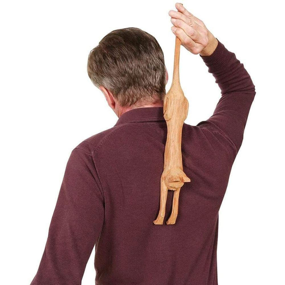 Cat Shaped Back Scratcher 19 Inch Wooden Massager for Instant Itch Relief Ideal Gift for Cat Lovers