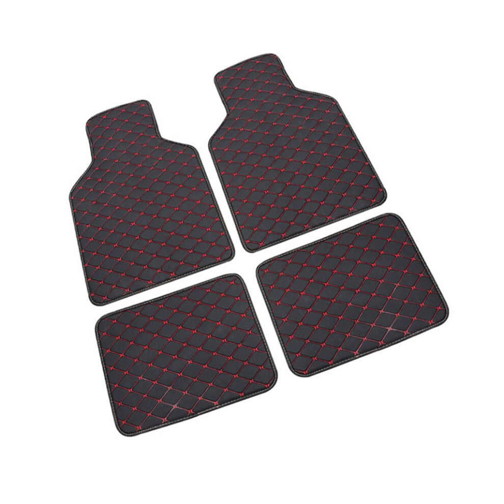 Leather Car Floor Mats For Lexus Nx Az10 2015-2021, Waterproof Anti-Slip All-Weather Pads, Liner Black/Red 6947110028699