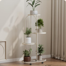 Tiered Plant Stand with Wheels, 4-Tier Rolling Flower Pot Display Shelf for Indoor Outdoor Use, Multifunctional Home Garden Organizer