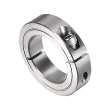 Single Split Clamp-On Shaft Collar 1-1/2" Bore, 2-3/8" OD, 9/16" Width, 304 Stainless Steel, Set Screw Axle Collar