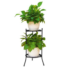 Heavy Duty Iron Potted Plant Stand Double Layer Metal Flower Pot Rack for Indoor Outdoor Use Tiered Plant Shelf 2-Tier Storage