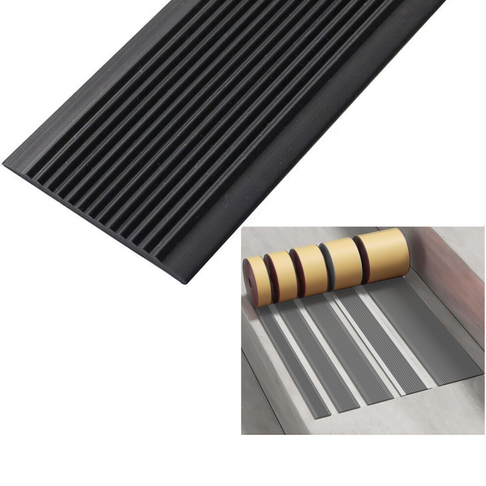 Antislip Tape For Stairs - Black Pvc Rubber Non-Slip Protector, Self-Adhesive Tread 3M Length, 4Cm Width For Steps And Ramps 6276012381886