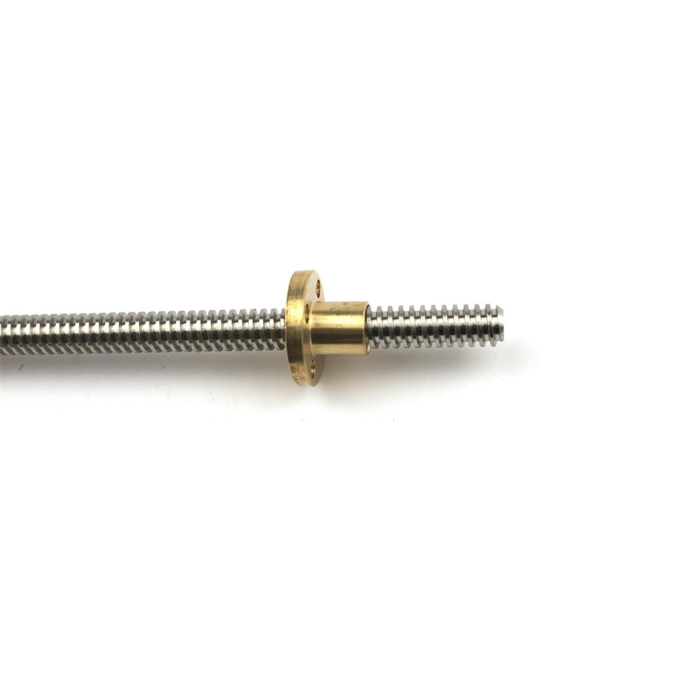 Stepper Screw T5x1 Lead Screw 400Mm With Brass Nut, 304 Stainless Steel, 1Mm Pitch, 4Mm Lead Trapezoidal Screw 6276012382067