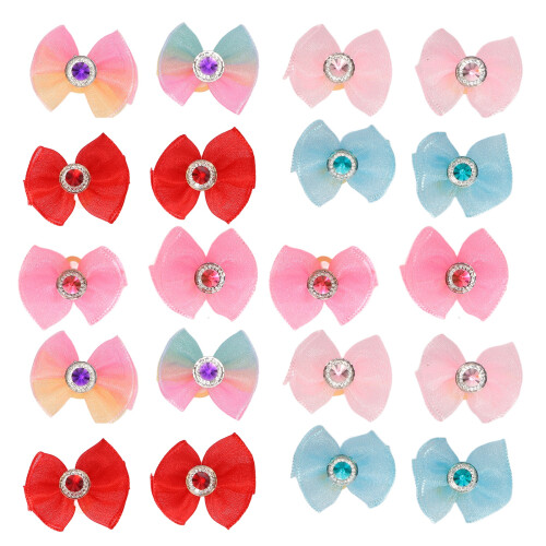 20 pezzi di fiocchetti per cani con perline multicolori e strass 1
