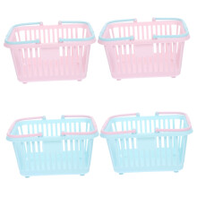 Mini Shopping Baskets 4 Pcs Set Handheld Small Storage Baskets with Handle for Kids Play Home Shopping Cart Toy
