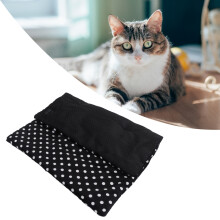 Waschbares, faltbares Heizkissen mit 3 einstellbaren Temperaturen, USB-Aufladung, beheizte Matte für Katzen und Hunde, weiß mit Punkten