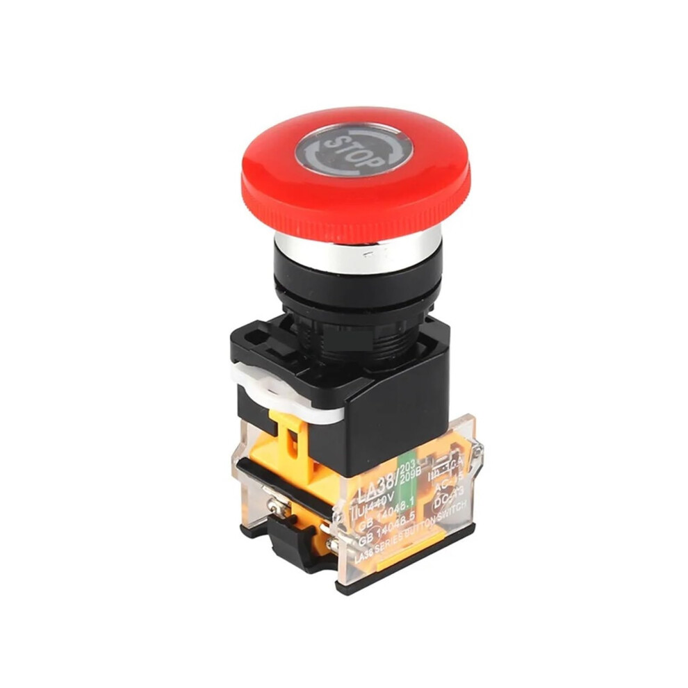 La38-11Zs Emergency Stop Switch Button 22Mm Mushroom Head Self-Locking 1No 1No/2Nc Power Off Safety Control 6276012382913