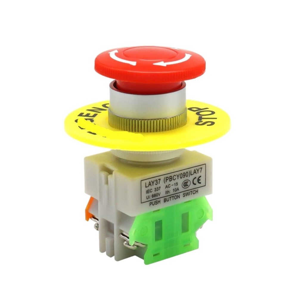 Red Mushroom Cap Emergency Stop Push Button Switch 1No 1Nc Dpst Ac 660V 10A For Lift Elevator Equipment 1Pcs 6482260581811