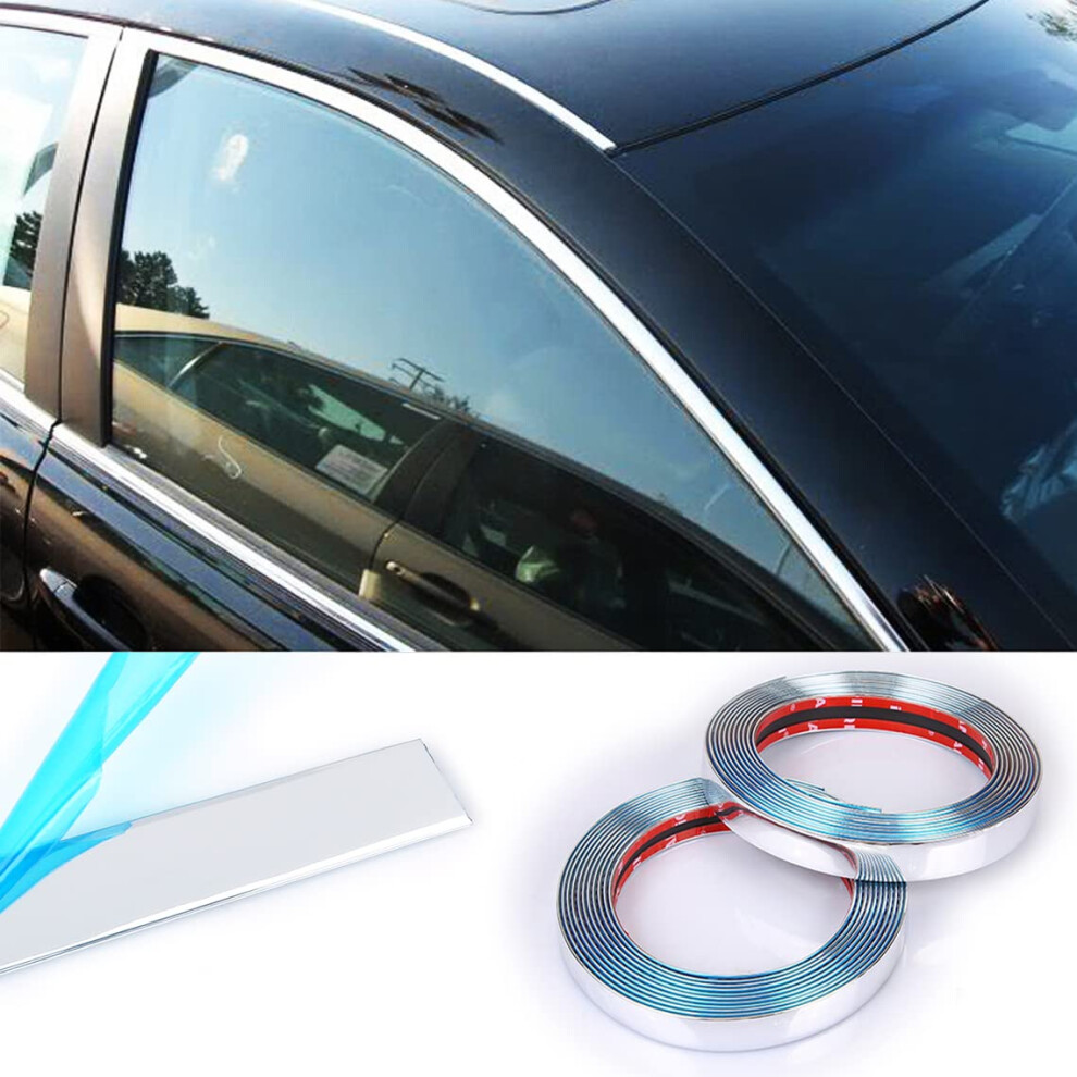 32Ft Chrome Automotive Molding Trim For Cars, Bumpers, Doors, Windows, And Furniture - 3/4 Inch Scratch-Proof Strip Silver 6493810619151