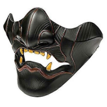 (Black 2) Tsushima Island Soul Mask Cospaly Half Face Mask Halloween Party Mask