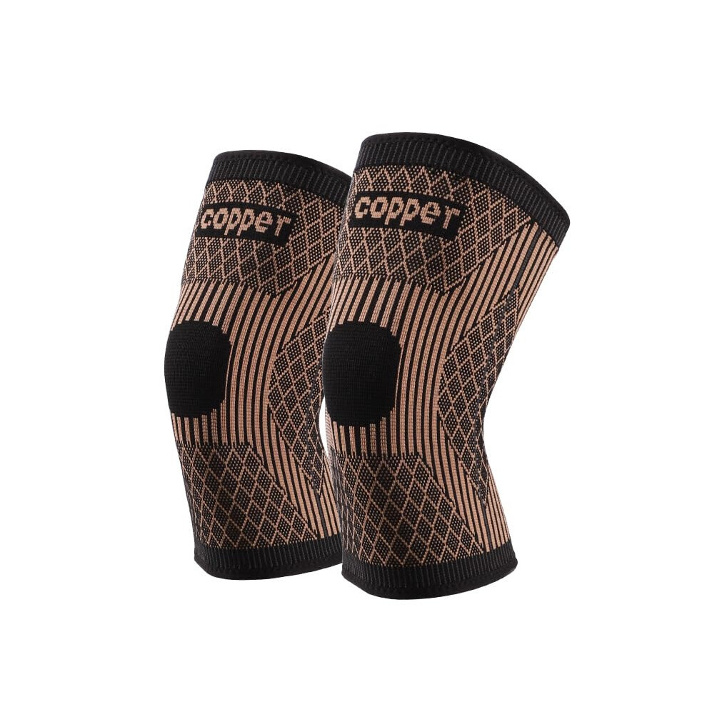 Copper Knee Braces for Knee Pain Relief 2 Pack, Medium Compression Sleeves for Weightlifting, Running, Arthritis Support