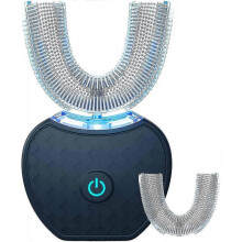 (BLACK)Electric Toothbrush,automatic Toothbrush,u-shape Sonic Toothbrush Teeth Whitening Kit With Replacement Brush Hea