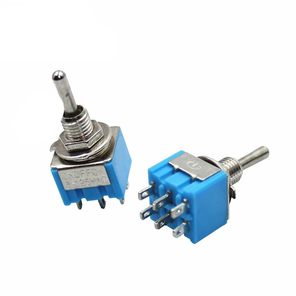 6-Pin Dpdt On-On Toggle Switches Mts-203, 10Pcs Blue 6A 125Vac Button Switch For Electrical Projects 6276012384108