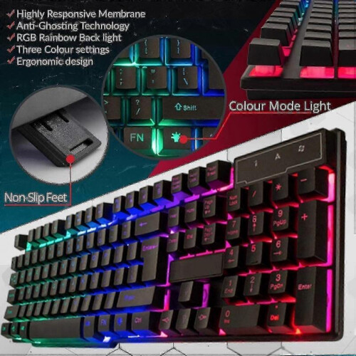 Gaming Keyboard Usb Rgb Wired Rainbow Keyboard, Specially Designed for Gamers 1