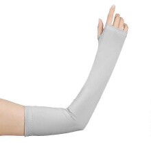 (Grey) UV Protection Cooling or Arm Warmer Sunblock Sleeves for Men Women