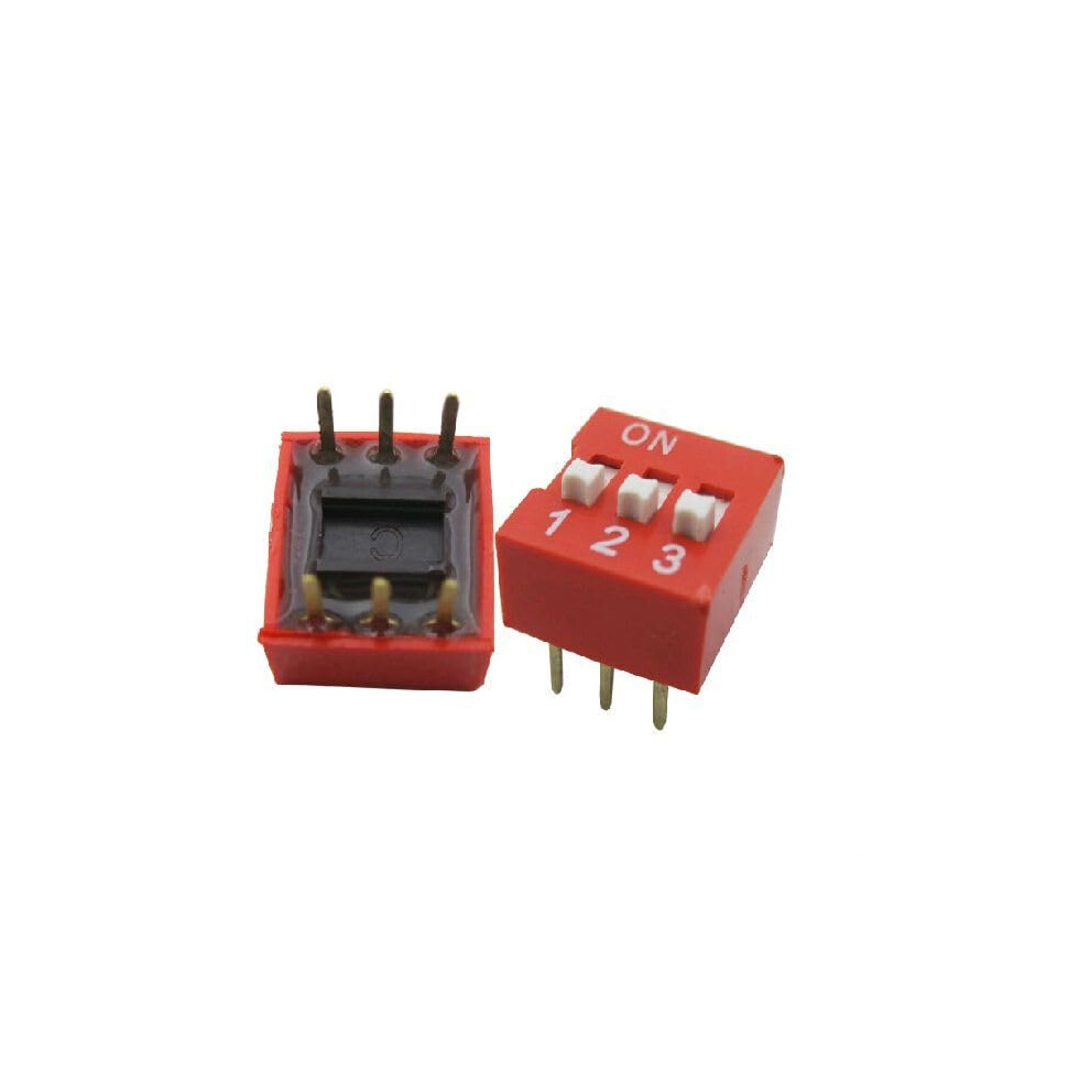 100Pcs Slide Type Dip Switch 2.54Mm Pitch 3-Bit 3 Position Toggle Switch Set Red 6276012384368