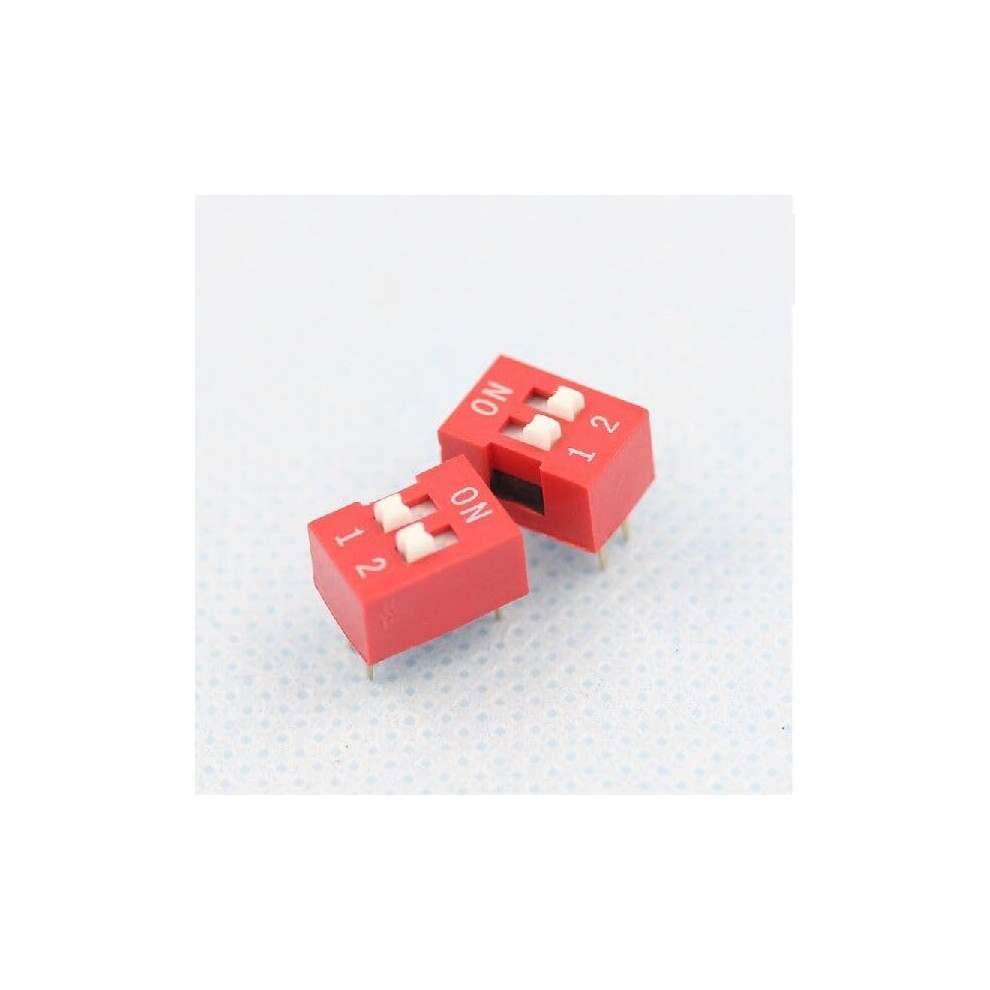 100Pcs Slide Type Switch Module 2.54Mm 2 Position Dip Switch Red Pitch For Electronics Projects 6276012384399