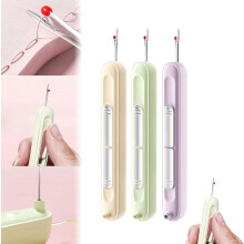 2 in 1 Needle Threader Seam Ripper Tool, Upgraded Stretchable Remover for Hand Sewing and Knitting Crafts, 3PCS Set