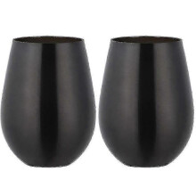 (Black) 2 Pcs Wine Tumbler Stainless Steel Stemless Wine Glass For Travel