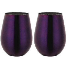 (Purple) 2 Pcs Wine Tumbler Stainless Steel Stemless Wine Glass For Travel