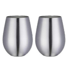 (True color) 2 Pcs Wine Tumbler Stainless Steel Stemless Wine Glass For Travel