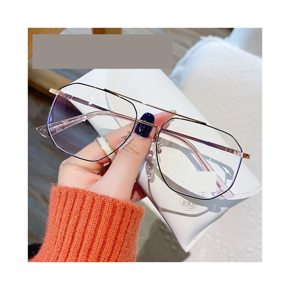 Blue/Light/Black Oversized Reading Glasses Aviator Style Blocking Readers +350 -Rose Anti-Uv Flat Mirror
