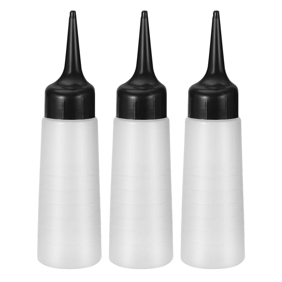 Hair Color Bottle Applicator 150ml Squeeze Bottle with Angled Tip 3 Pack for Professional Hair Dye Application
