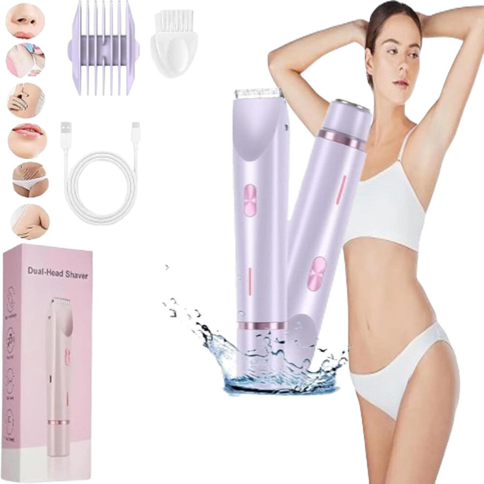 Hair Trimmer for Women, Rechargeable Cordless Dual-Head Shaver, Painless Hair Removal Tool, Ideal Daily Use