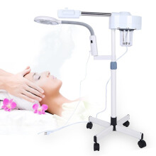 Facial Steamer 2 in 1 with 5X Magnifying Lamp LED Light for Salon Spa Home Use, White Professional Multifunctional Design