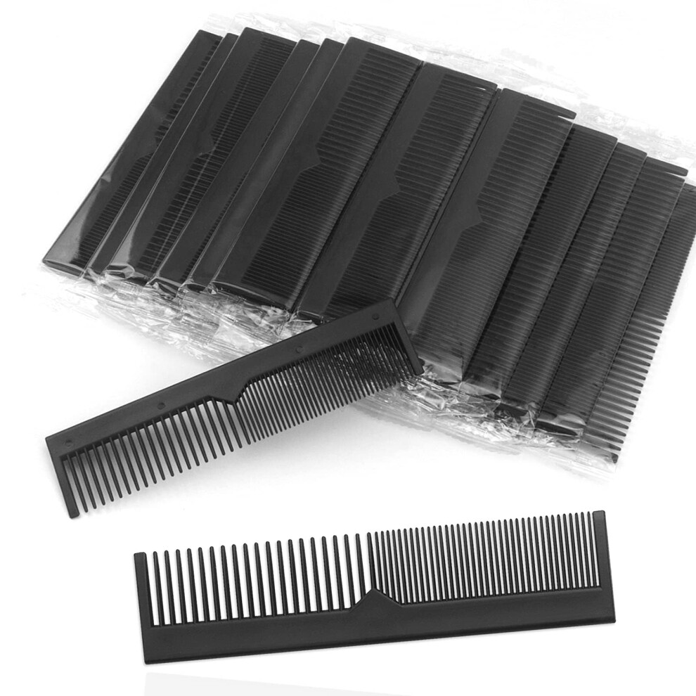 200 Pack Plastic Fine Tooth Combs Individually Wrapped Black Hair Grooming Combs for Delousing and Styling