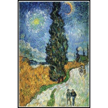 Paint by Numbers Kit for Adults 16x20 Inch Vincent Van Gogh Road with Cypresses Acrylic Painting Easy for Beginners