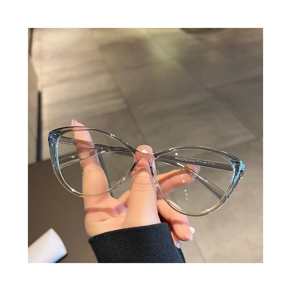 TR90 Cat Glasses Frame Reading Glasses for Ladies, +300 Strength, Anti-UV, Anti-Blue Ray, Gray Pink Color, Spring Hinge-image-OPC-PJK8NGF-NEW